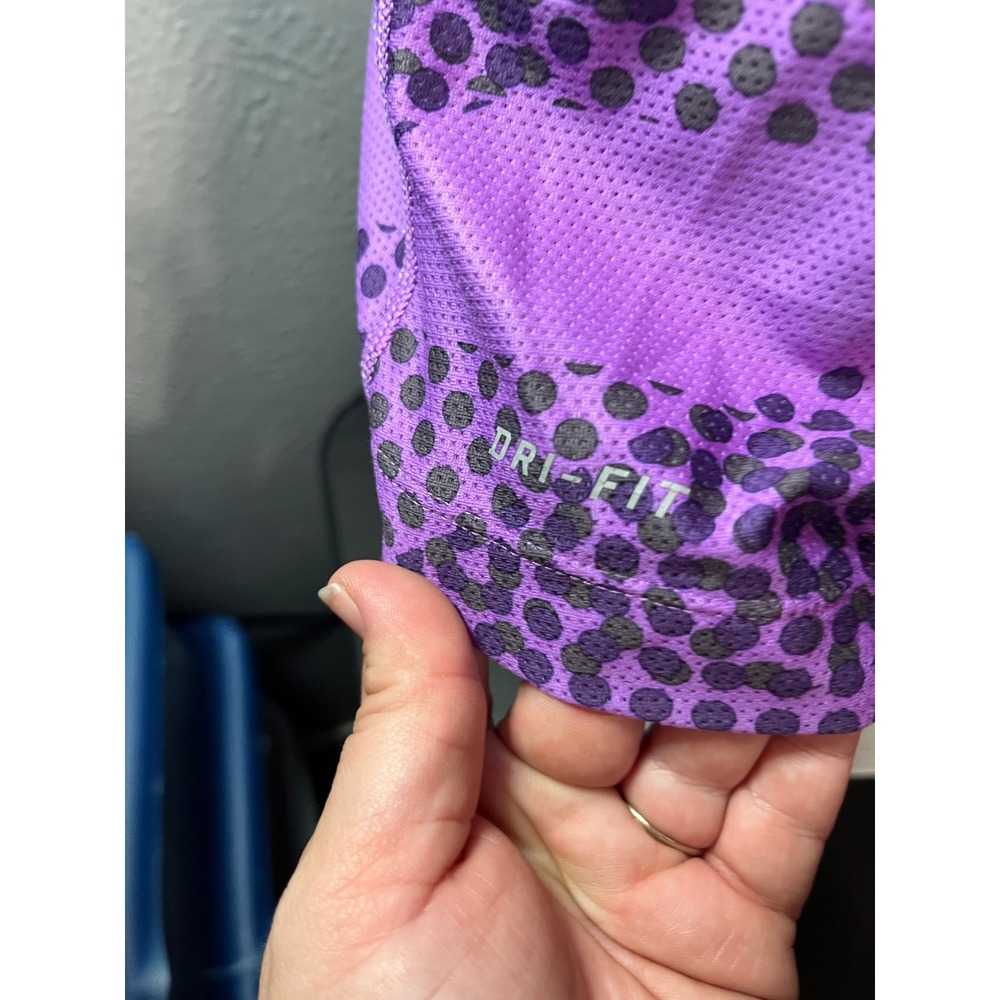 Nike Womens Dri-FIT Purple Leopard Polka Dot Racerback Tank Top Built-in Bra M - Picture 3 of 7
